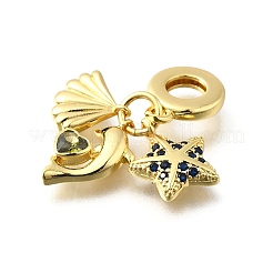 Латунные подвески с синими кубическими цирконами в европейском стиле KK-Q066-06G