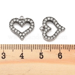 304ステンレススチールラインストーンペンダント  ハート  ステンレス鋼色  14x14x2mm  穴：1.6mm&nbsp;STAS-S131-03P