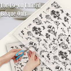 紙セラミックデカール  陶器 陶磁器 粘土転写紙  下絵花紙  花  520x370mm  模様：48x33ミリ&nbsp;DIY-WH0729-034