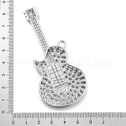 合金ラインストーンビッグサイズペンダントトップ  ステンレス鋼色  ギター  85x39x4.5mm  穴：4mm&nbsp;FIND-M078-04C-P