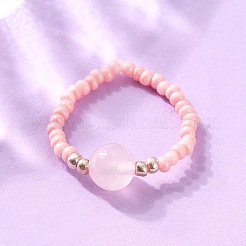 Кольца из натурального розового кварца RJEW-JR00255-03