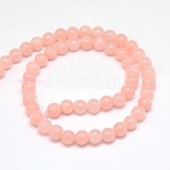 天然石イエロージェイド翡翠ビーズ連売り  染め  ラウンド  ライトサーモン  10mm  穴：1mm  約40個/連  15.75インチ&nbsp;G-G598-10mm-YXS-22