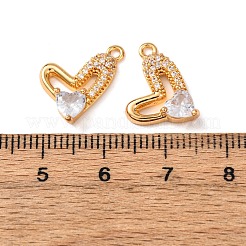 真鍮製マイクロパヴェキュービックジルコニアペンダント  ハートチャーム  ニッケルフリー  18KGP本金メッキ  透明  12x14.5x4.5mm  穴：1.4mm&nbsp;KK-A284-12G-03