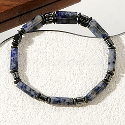 Браслеты из натуральной голубой пятнистой яшмы с эластичными бусинами для мужчин GQ6598