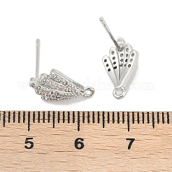 Accessoires de clous d'oreilles en laiton avec micro pavé zircone cubique&nbsp;KK-Z094-13P