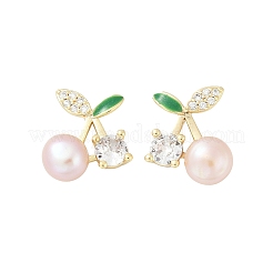 Серьги-гвоздики из вишневой латуни с прозрачным кубическим цирконием KK-D301-13G