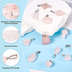 12 шт. подвески из синтетического и натурального розового кварца в двух стилях&nbsp;G-TA0002-20