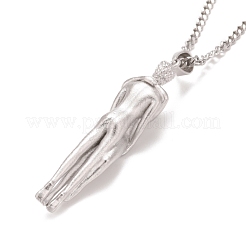 Ожерелье с подвеской в виде человеческих объятий из латуни с цепочками из нержавеющей стали 201 для женщин&nbsp;NJEW-I114-01P