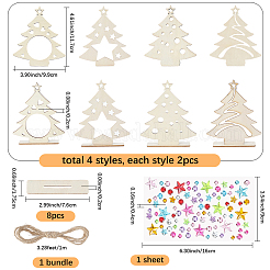 Пустые необработанные деревянные украшения для рождественской елки&nbsp;DIY-SP0005-89