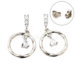 Серьги-гвоздики с цирконом из латуни EJEW-M103-05P