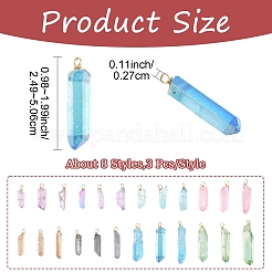 24шт 8 стиля гальванические подвески из натурального кварцевого кристалла&nbsp;PALLOY-YW00122