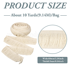 10ヤードコットンフリンジトリミングリボン  フラット  リネン  2-3/8インチ（60mm）  約10ヤード（9.14m）/バッグ&nbsp;OCOR-TA0001-49C