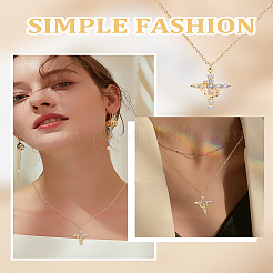 1 шт. латунный кристалл горный хрусталь вращающаяся корона крест кулон кабель цепочка ожерелья для женщин&nbsp;NJEW-LP0001-30