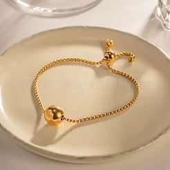 Bracelets coulissants à chaîne à breloques rondes en acier inoxydable 304 pour femmes&nbsp;MP4435-2