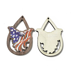 Односторонние подвески из осины с принтом на тему американского флага WOOD-G014-01C