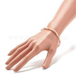 ナチュラルピンクオパールラウンドビーズストレッチブレスレット  女性のためのアクセサリー用原石のアクセサリー  内径：2-1/4インチ（5.6cm）  ビーズ：4mm&nbsp;BJEW-JB07744