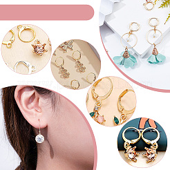 12 шт. 6 стиля латунных сережек-колец с микропаве из прозрачного кубического циркония ZIRC-AR0001-29