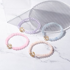 Pulsera elástica de cuentas redondas de jade de Malasia natural (teñido)&nbsp;BJEW-JB07223