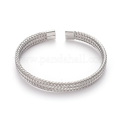 304ステンレススチール製カフバングル  編組バングル  ミックスカラー  2-1/8インチ（5.4cm）  7.5mm&nbsp;BJEW-L642-05