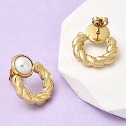 Серьги-гвоздики с жемчугом из АБС-пластика 201 из нержавеющей стали EJEW-Z151-13G-03