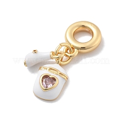 Латунная белая эмалевая сумка европейские подвески-шармы KK-M305-03G