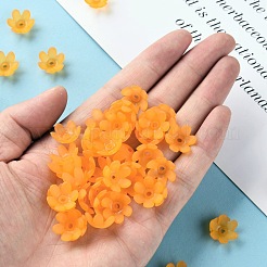 つや消しアクリルビーズキャップ  6花びら  花  オレンジ  14x6mm  穴：2mm  約1660個/500g&nbsp;MACR-S371-07A-724