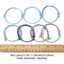 14шт. набор браслетов из хлопкового шнура 7 цветов для мужчин и женщин&nbsp;BJEW-FS00025-02