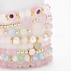 8 шт. 8 стильных браслета из смешанных драгоценных камней&nbsp;BJEW-JB08782