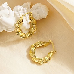 304ステンレススチールツイストロープフープピアス（女性用）  ゴールドカラー  26mm&nbsp;SN6682-1