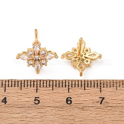 Aretes de circonita cúbica transparente con micropavé de latón para mujer&nbsp;EJEW-F418-18G
