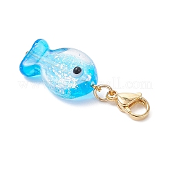 Подвесные украшения из фольгированных бусин ручной работы в виде рыбок&nbsp;HJEW-JM04360