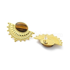 Серьги-гвоздики из нержавеющей стали 304 с натуральным тигровым глазом в стиле бохо EJEW-S244-01G-M