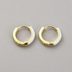 Серьги-кольца с эмалью и прозрачными фианитами&nbsp;EJEW-WH0004-39G