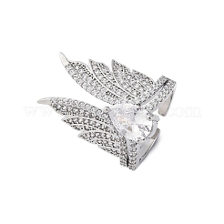 Латунные кольца-манжеты с микропаве и прозрачным цирконием для женщин RJEW-S398-03B-P