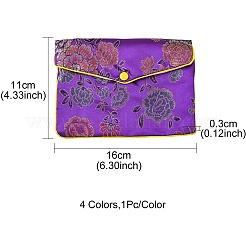 Прямоугольные мешочки на молнии из ткани с цветочной вышивкой ABAG-YW0001-03D