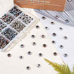 240 шт. 8-х цветные гальванизированные бусины из натуральной лавы&nbsp;G-OC0002-03