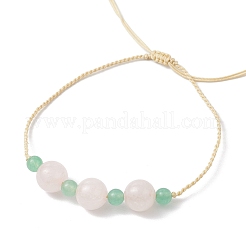 Браслеты из круглых бусин из натурального малайзийского нефрита и розового кварца для женщин BJEW-JB11987