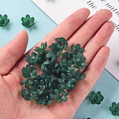 つや消しアクリルビーズキャップ  6花びら  花  濃い緑  14x6mm  穴：2mm  約1660個/500g&nbsp;MACR-S371-07A-735