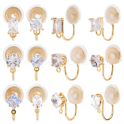 12 шт. 6 стиля латунная микропаве прозрачная кубическая циркониевая фурнитура для ушей&nbsp;KK-BBC0022-22
