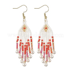 Серьги-подвески в форме стрелы из бисера из нержавеющей стали 304 EJEW-MZ00554