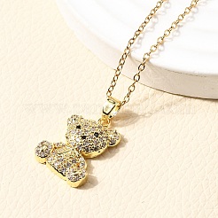 Комплекты серег-гвоздиков и ожерелий с подвесками из латуни с микропаве из кубических цирконий SJEW-Z002-01G