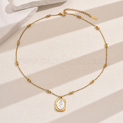 Женские винтажные ожерелья из нержавеющей стали с прямоугольным кулоном в виде цветка розы NY6515