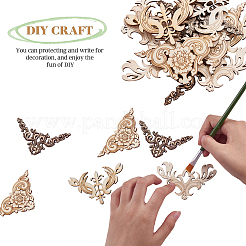 20 pièces 4 styles de motifs de fleurs évider des pièces de bois non finies&nbsp;DIY-CJ0002-08
