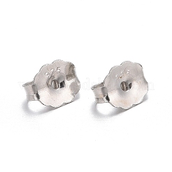変色防止ロジウムメッキスターリングシルバーのイヤリング  プラチナ  5x6x3mm  穴：0.7mm&nbsp;X-STER-E041-11B