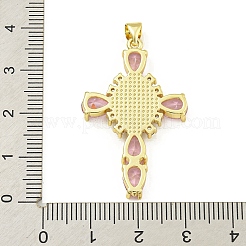 Colgantes de circonio cúbico pavé de latón chapado en rack&nbsp;KK-U029-01G-02