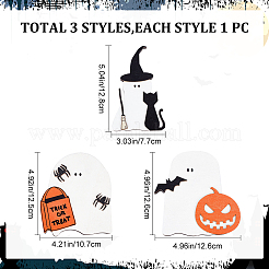 ハロウィーンをテーマにした木製ディスプレイ装飾  幽霊  ホワイト  77~126x10~10.5x125~132mm  3個/セット&nbsp;DJEW-WH0001-20