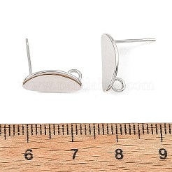 シェグレース 真鍮製スタッドピアス金具  オーバル  カン付き  カドミウムフリーと鉛フリー＆ニッケルフリー  プラチナ  13.5x8mm  穴：2mm  ピン：12x0.8mm&nbsp;XGRQ6M012-907P