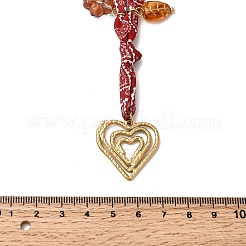 Женские ожерелья с подвеской в виде сердца из нержавеющей стали 304 и стеклянного листа с напечатанным полиэстеровым шнуром&nbsp;NJEW-A063-07G