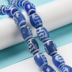 Fili di perline dzi blu in stile tibetano&nbsp;TDZI-NH0001-C13-01
