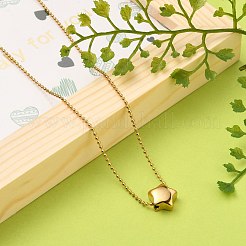 304ステンレススチールペンダントネックレス  ボールチェーンとカニカン付き  スター  ゴールドカラー  16.14インチ（41cm）&nbsp;NJEW-JN03119-03